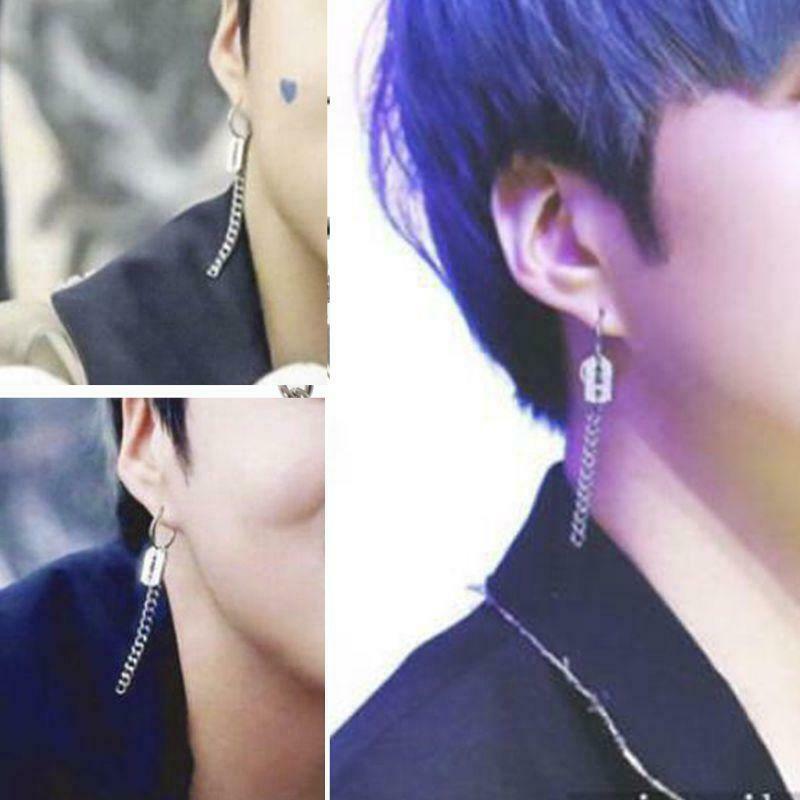 Titanium Steel Korean Boy Jin V Dlade Pendant Tassel Chain Drop Fashion Earrings