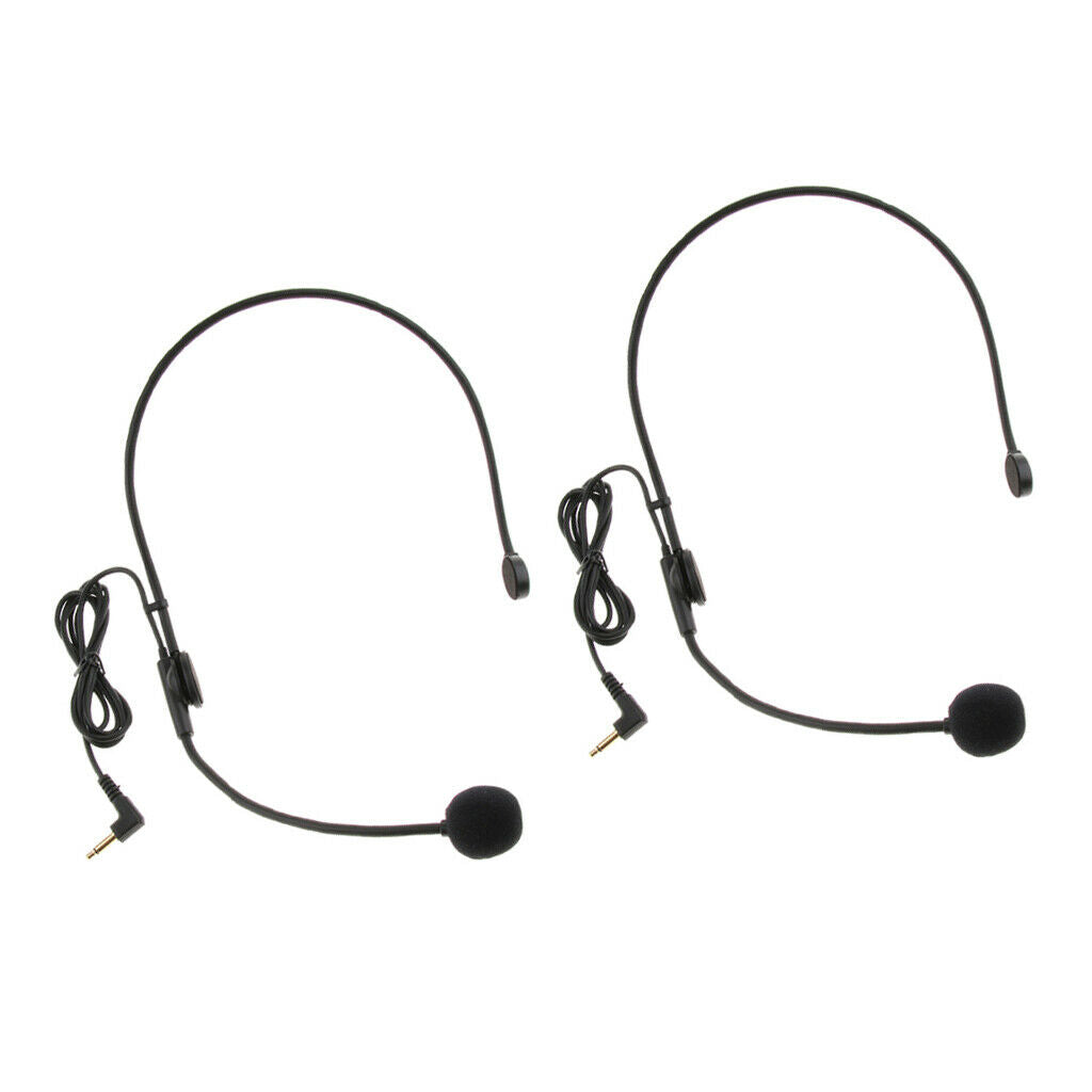 2 X 3.5mm Headset Headworn Microphone Condenser Microphone For Tour Guiding