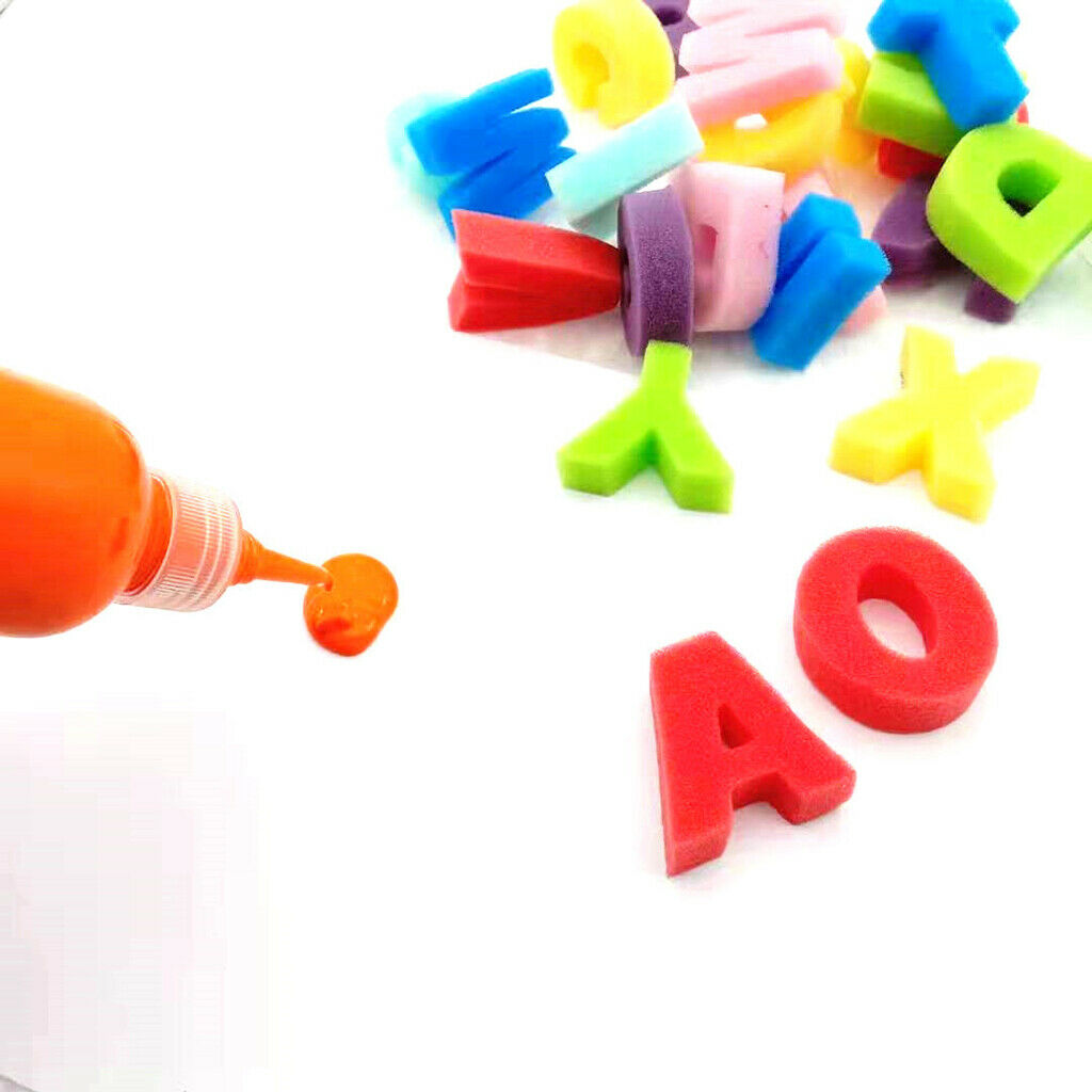 36x Sponge Stamps Stamper Alphabets Numbers Handmade Inkpad Kid Painting