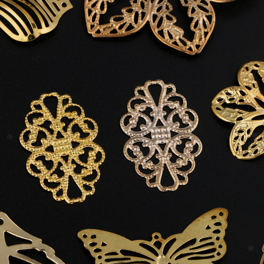 17x Metal Filigree Leaves Charms Pendant Jewelry Making Findings Accessories
