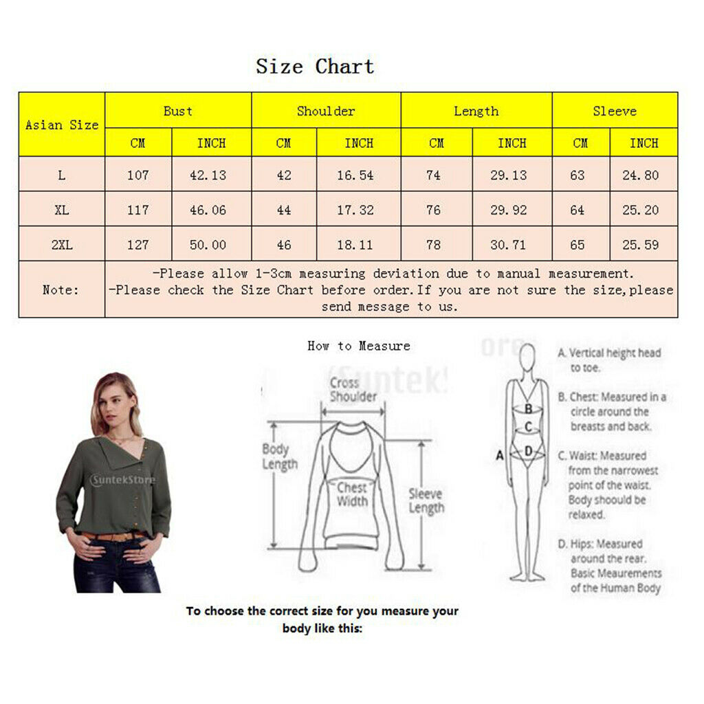 Solid Chiffon Turndown Collar Asymmetric Button Long Sleeve Blouse L Green