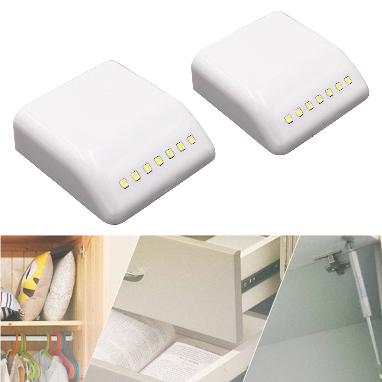 2PCS LED Smart Sensor Light Kitchen Cabinet Closet Cupboard Wardrobe Hinge Lamp