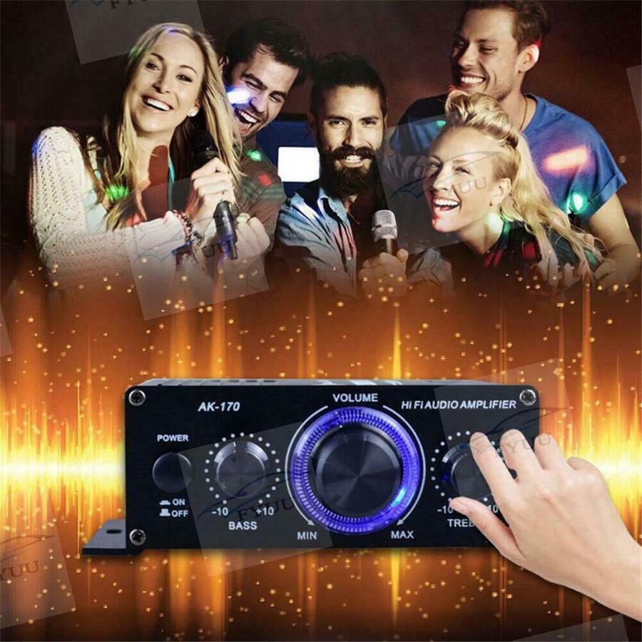 400W DC12V Dual Channel Mini HIFI AUX Power Amplifier with blue LED light