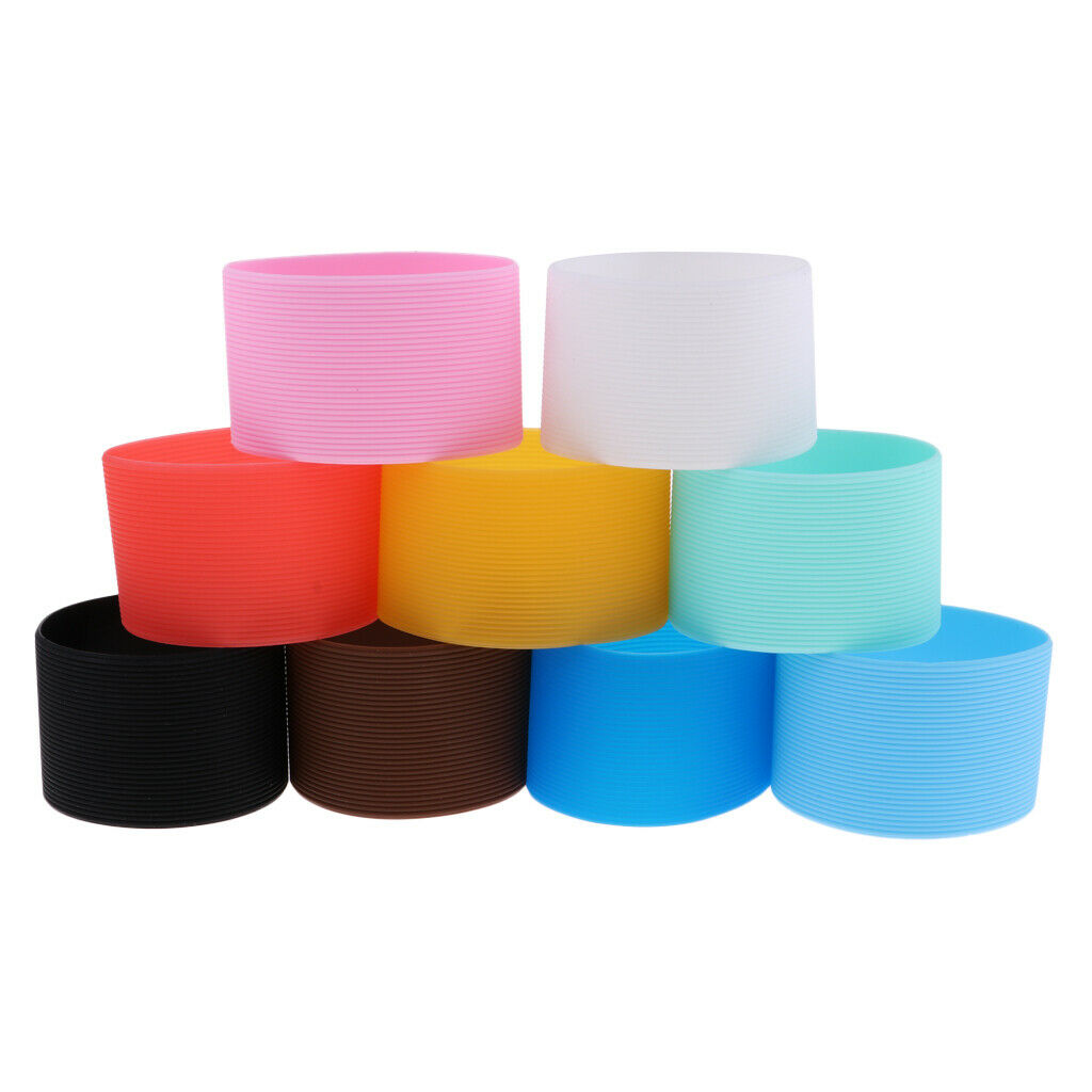 Prettyia 9Pcs Outdoor Silicone Round Non-slip Water Bottle Mug Cup Sleeve