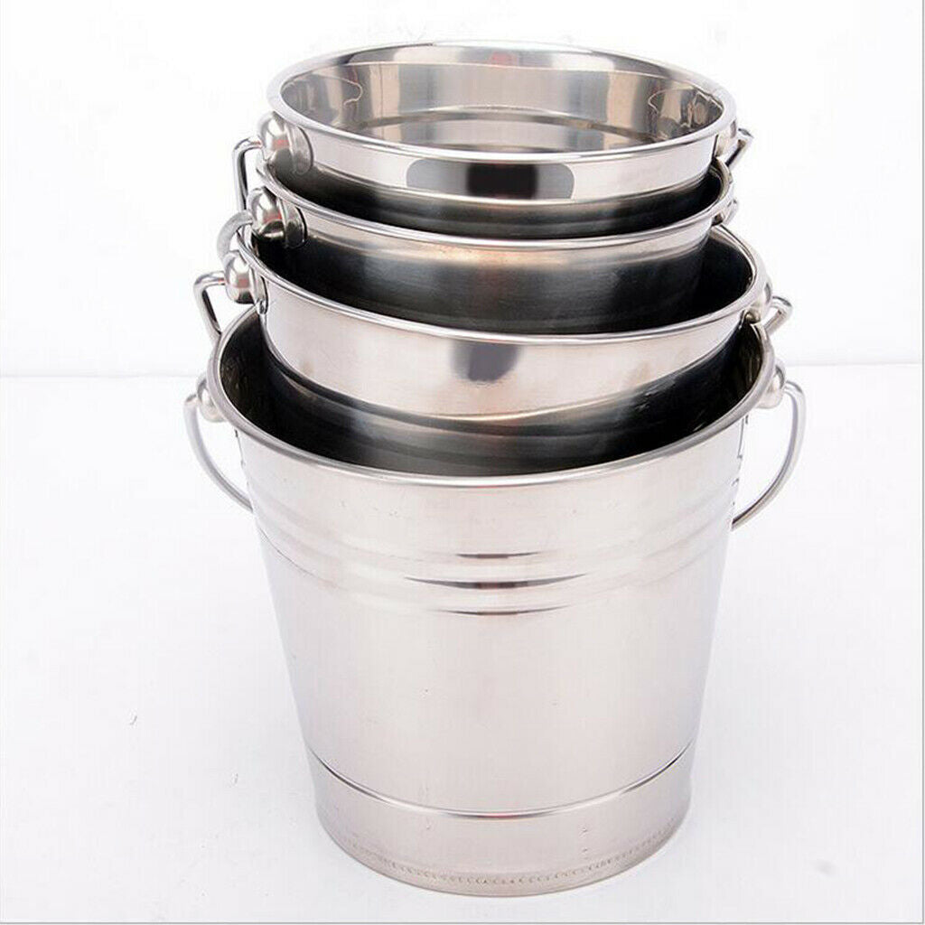 3 Pieces Ice Bucket Champagne Wine Cooler Stainless Steel Bar Supply 1.5L