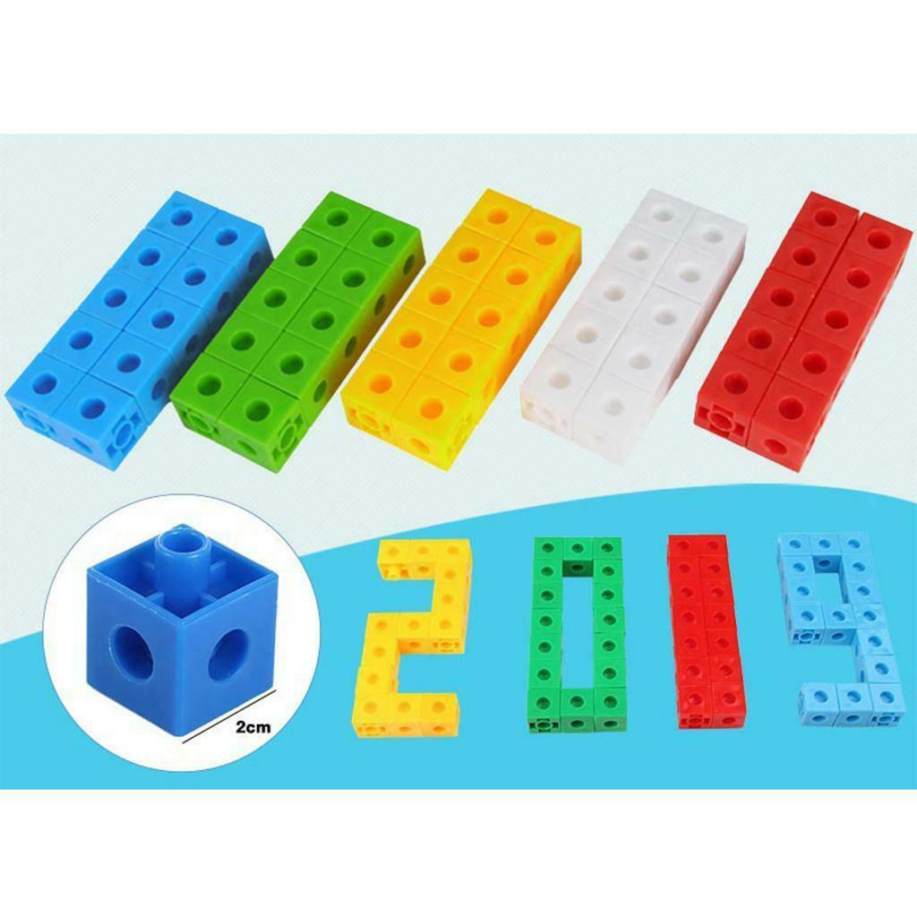 50Pcs Linking Snap Math Counting Blocks Cubes Manipulative Math, 5 Colors