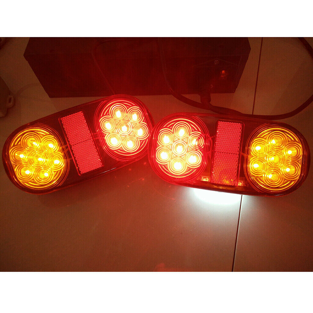 2pcs Truck Trailer Waterproof Tail Light Integrated Lamp Brake/Turn/Stop