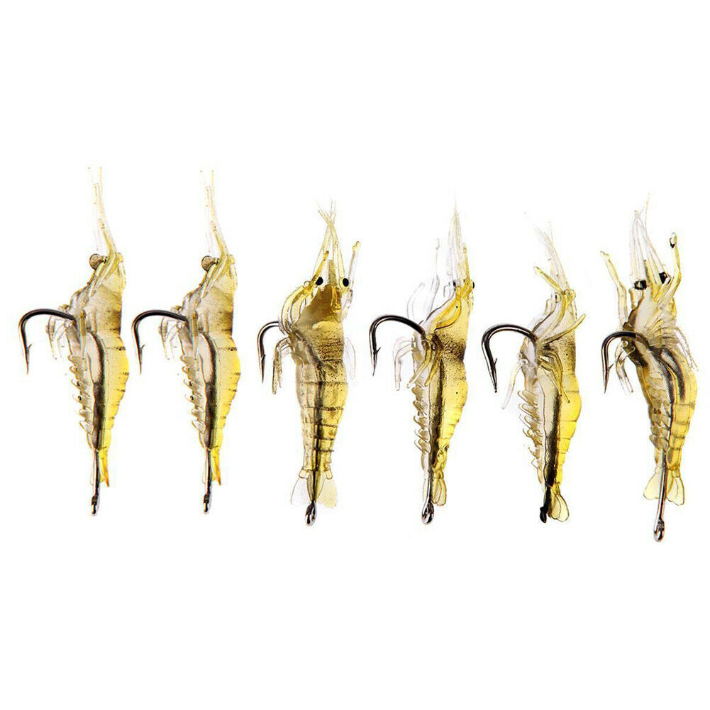 6pcs Shrimp Fishing Simulation Soft Prawn Lure Hook Tackle Bait Lures @