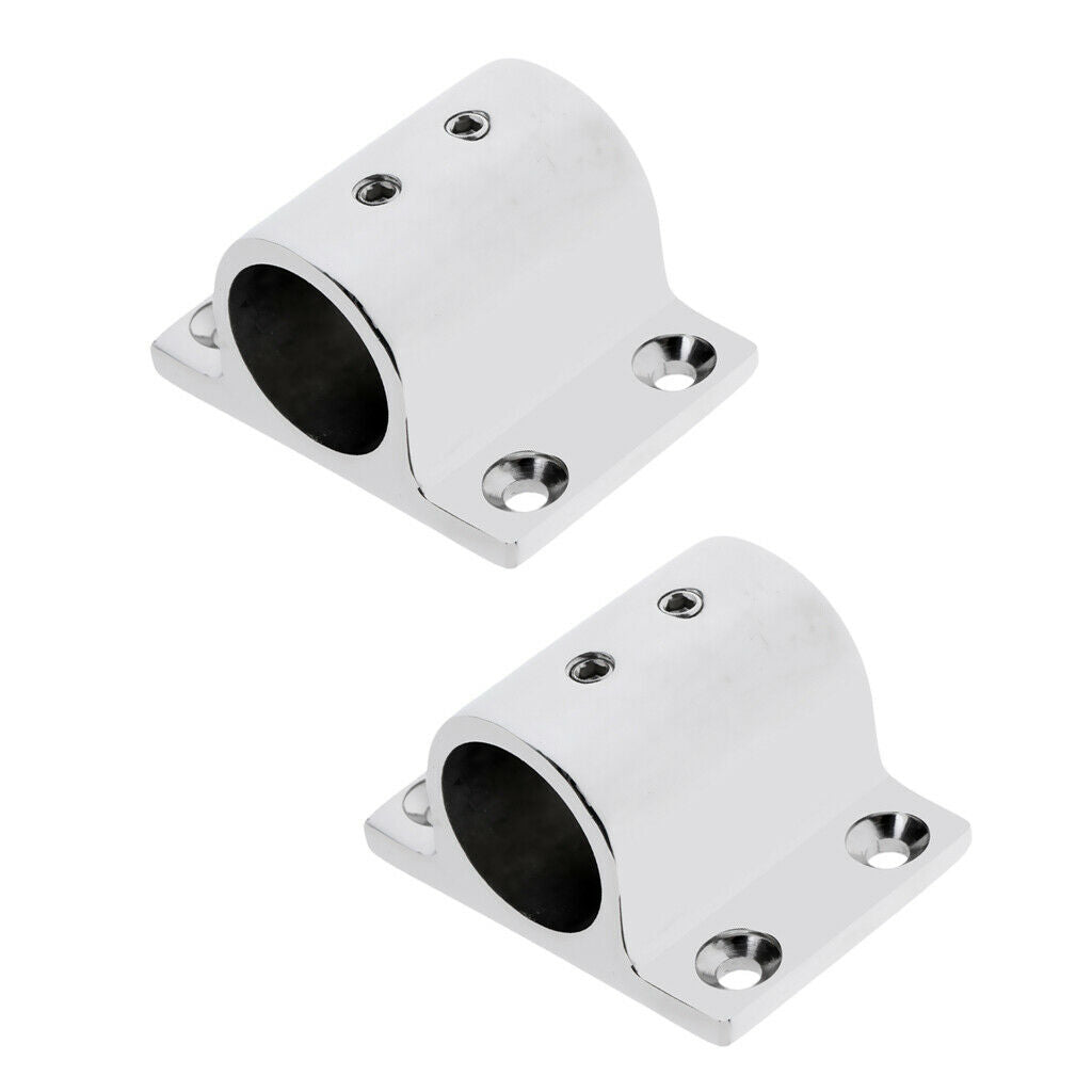 Marine Stainless Steel Boat Hand Rail Fitting 90° 1" Round Stanchion Base × 2