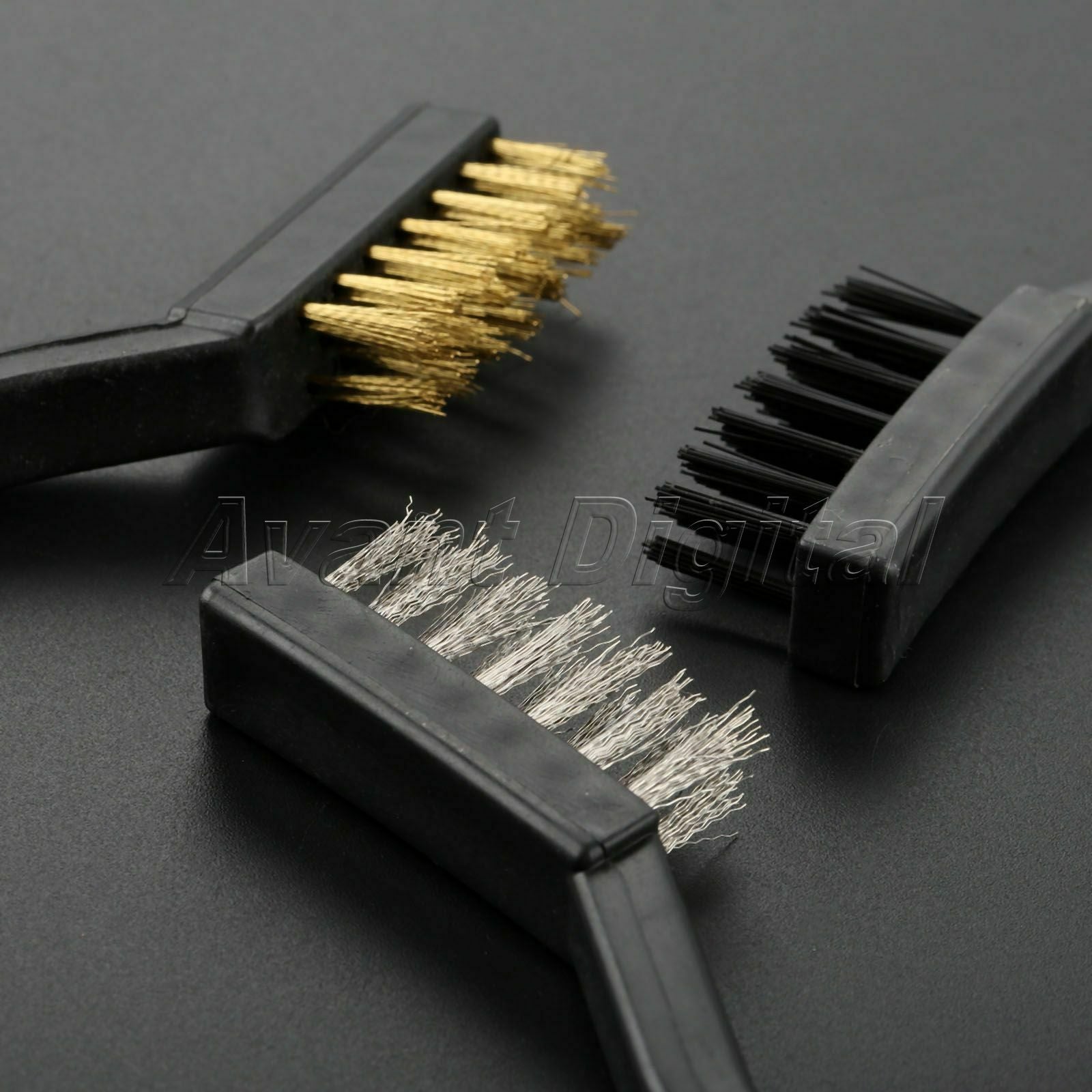 3pcs Hom Kitchen Car Cleaning Detailing Polishing Wire Brush Steel Brass Nylon