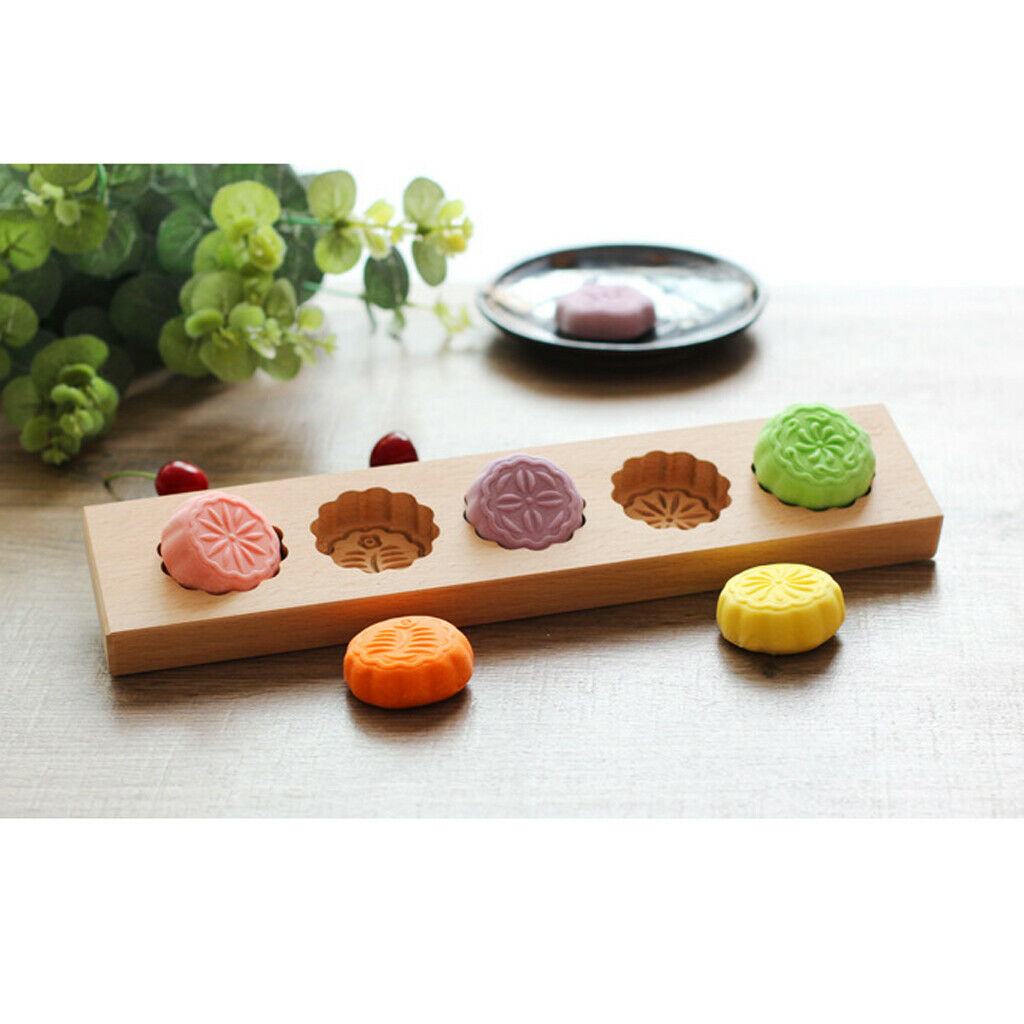 4 in 1 flower shape wood round moon cake pan mold mooncake decoration # 1