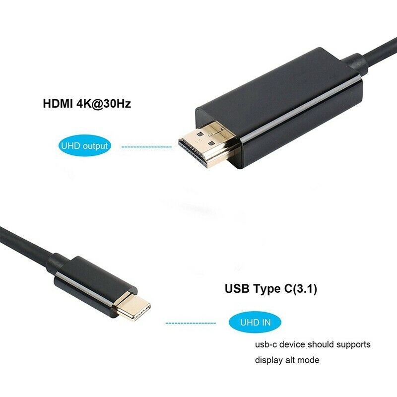 Type C USB-C to MI Cable 6FT USB 3.1 (Thunderbolt 3 Compatible) For Tablet D4AA1