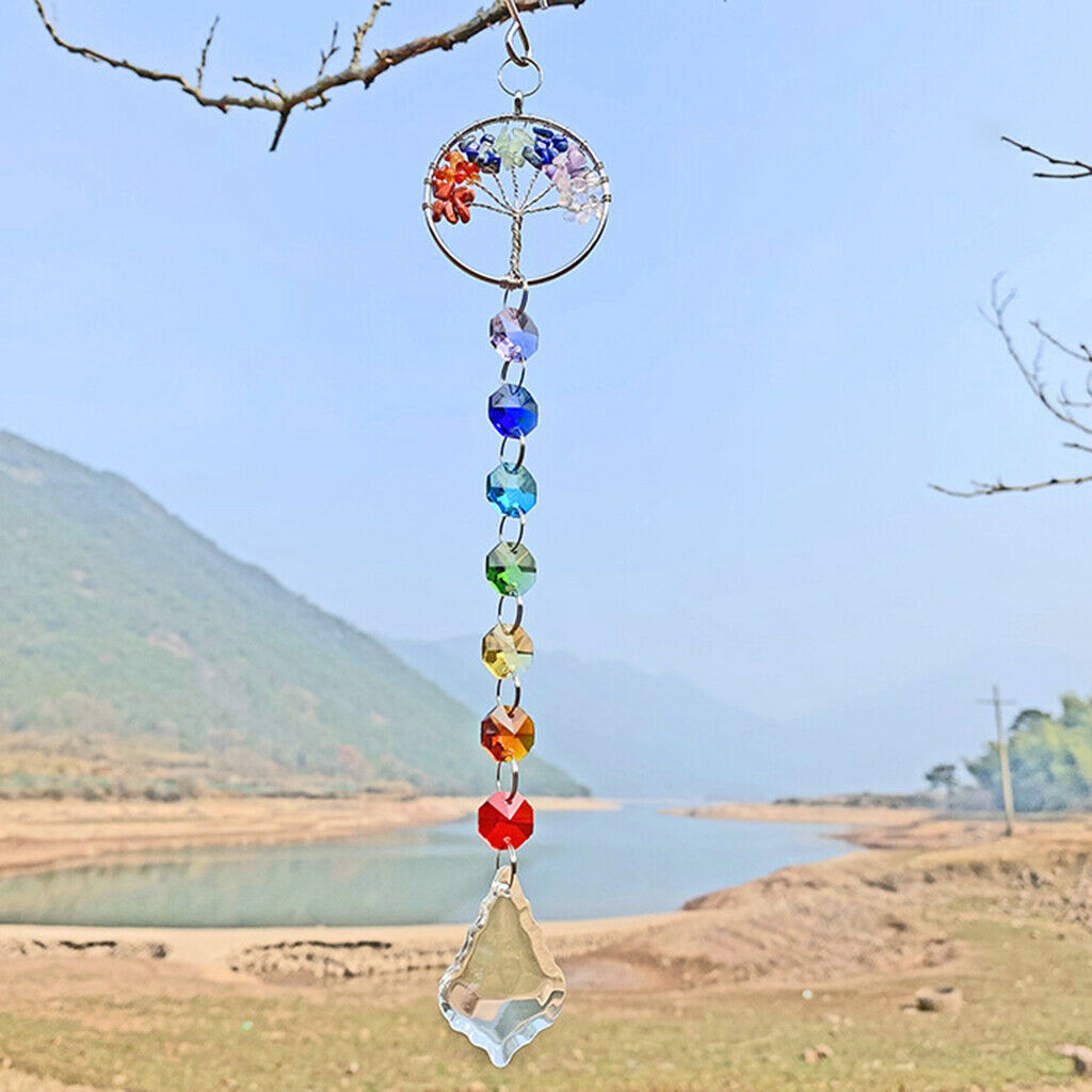Rainbow Crystal Pendant Garden Tree Window Hanging Drops Decor Wind Chimes