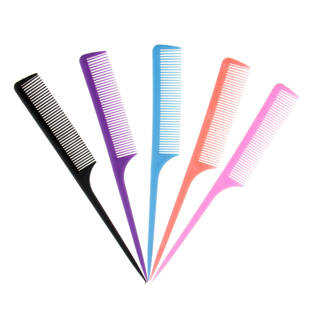 5 Pieces Plastic Salon Styling Hairdressing Pin Tail Fine Tooth Combs Set