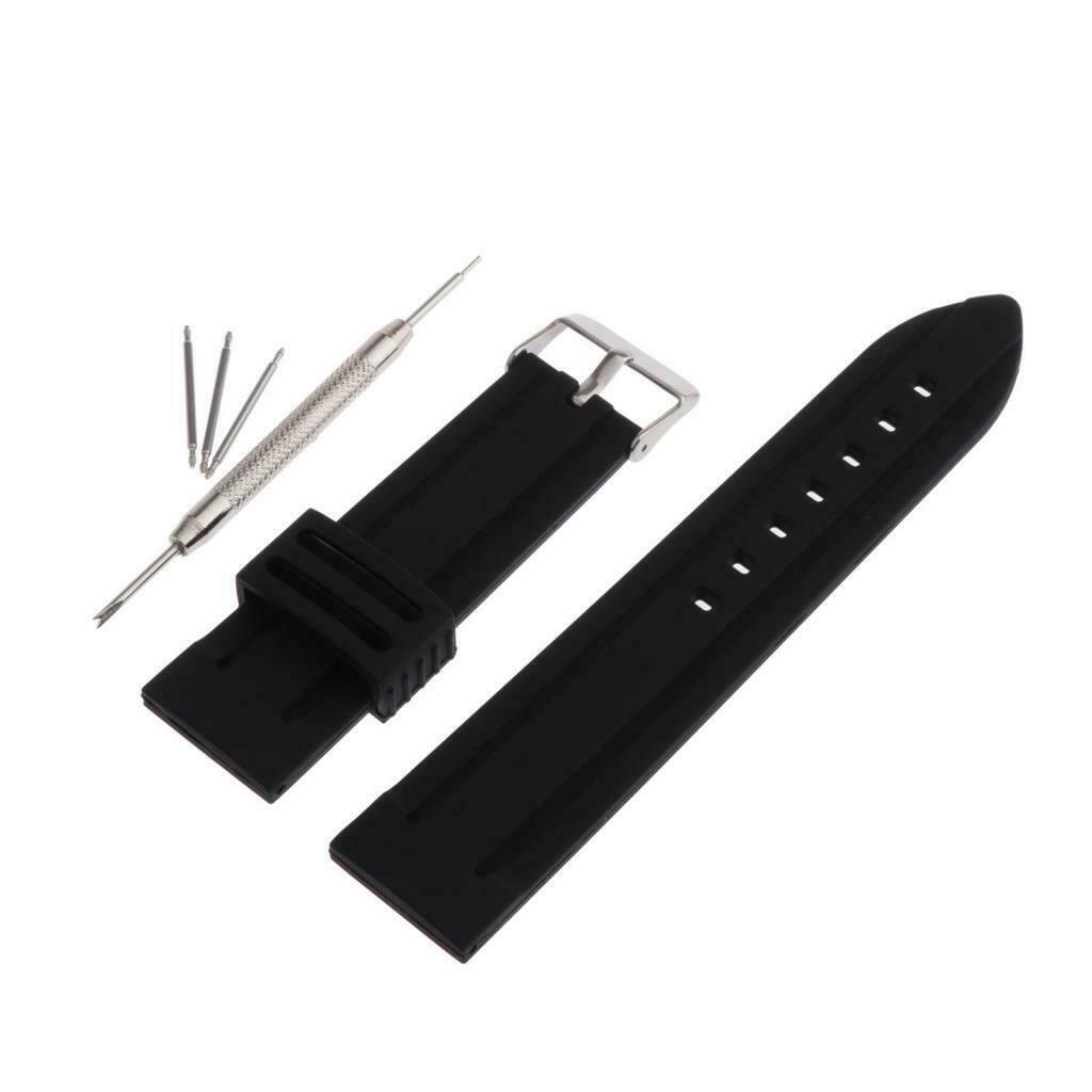 Fashion Durable Soft Silicone Sport Diver Watch Strap Wrist 20/22/24mm Black