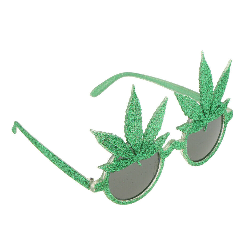 Novelty Glitter Green Maple Leaf