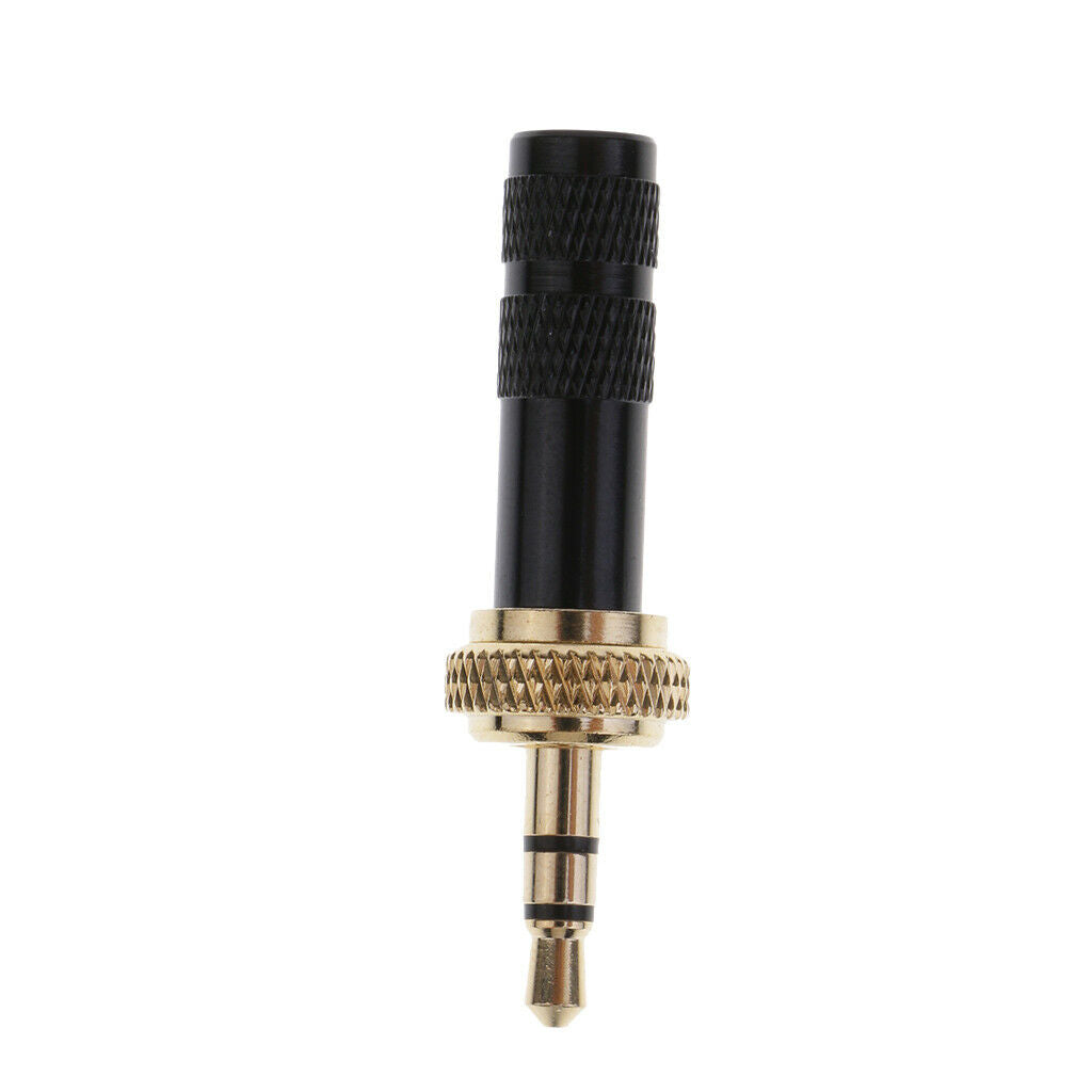 3.5mm Screw Lock Stereo Jack Male Plug Metal Audio Solder Adapter black