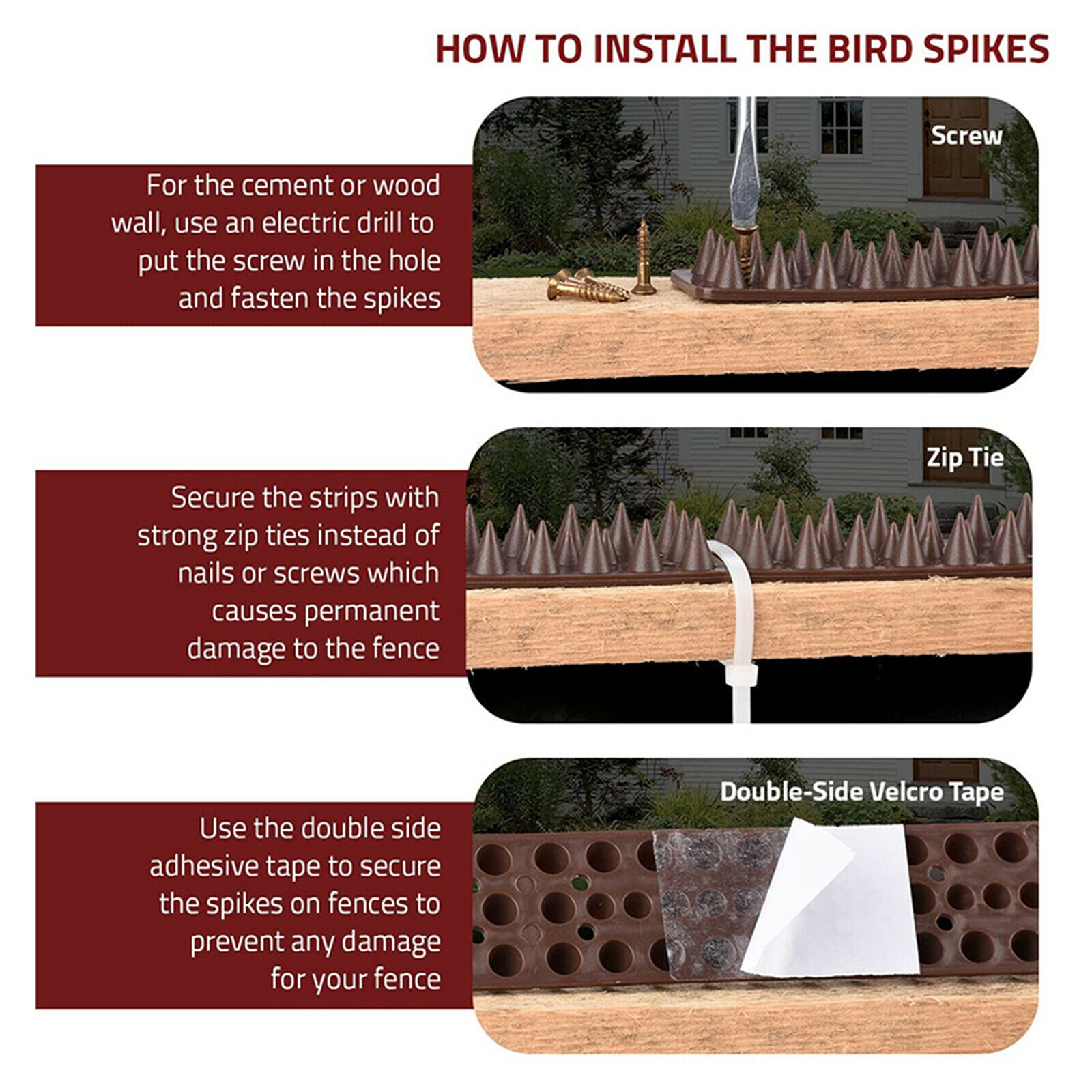 10pcs Plastic  Small Birds Rodent Animal Repellent Roof Guard