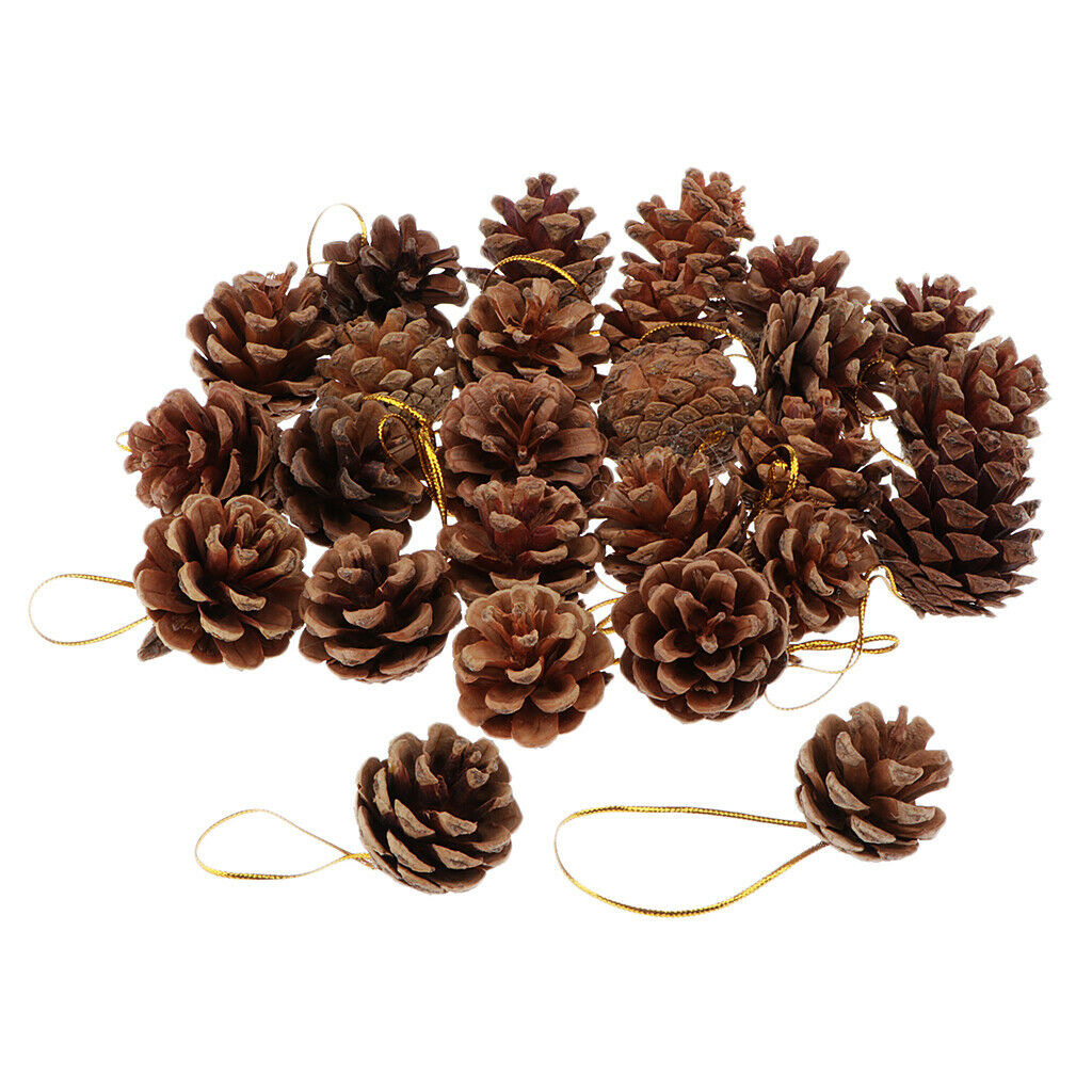36pcs Suntan Pine Cone Crafts Charms For Christmas Tree Home Hanging Decor