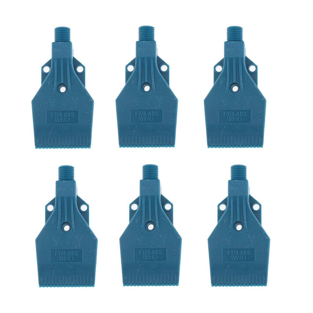 6 Pieces 3 Holes ABS Plastic Blowing Wind Jet Washer Spray Nozzles Blue 46mm