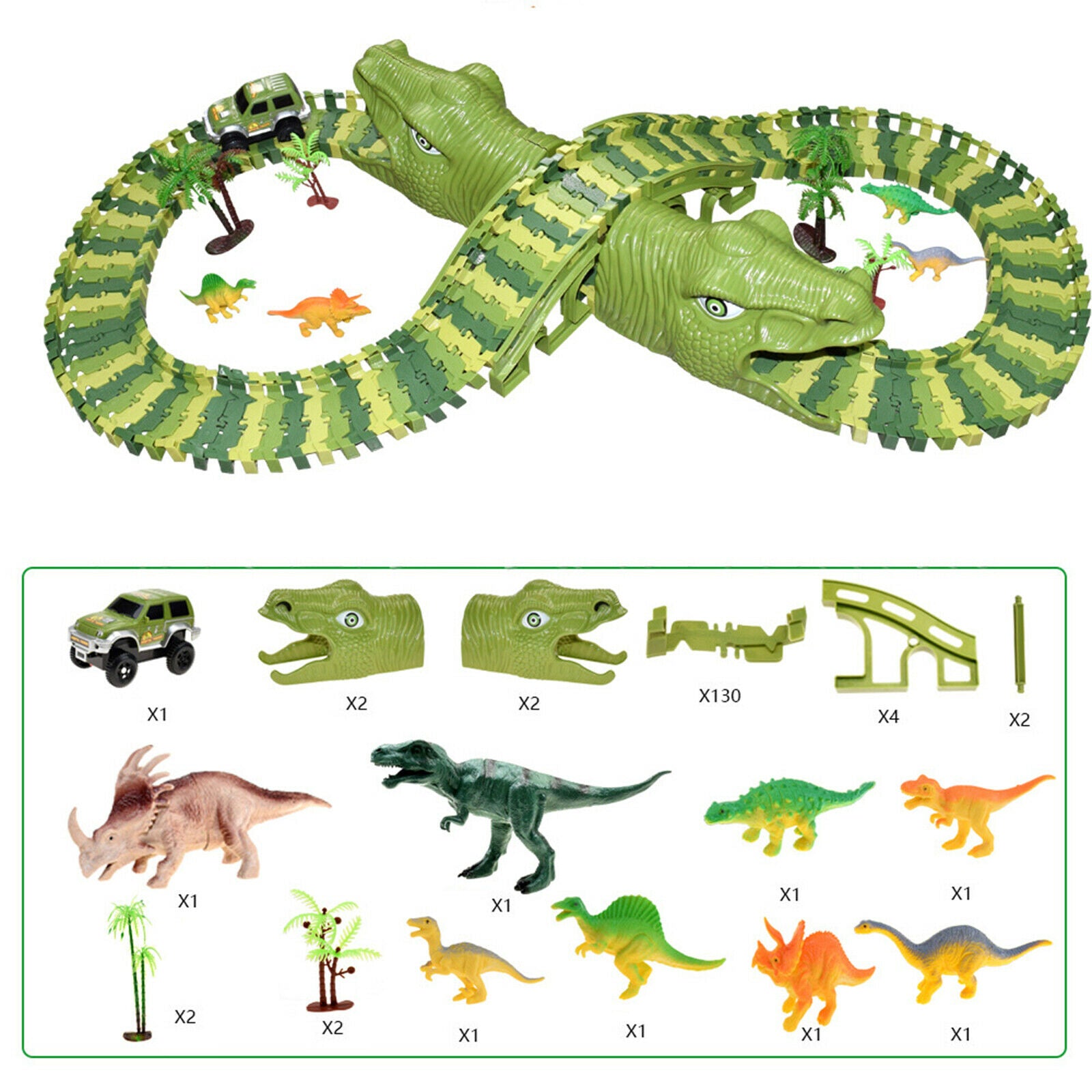 Dinosaur Toys Race Tracks Boys Kids Flexible Train Tracks Kids Building Toys Set