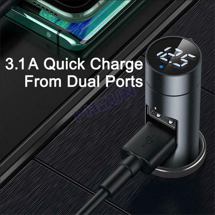 Car FM Transmitter Dual USB Charger Music MP3 Player Adapter Volume Adjustment