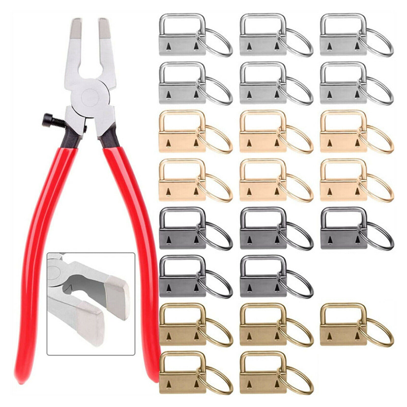 Key Fob Hardware 22PCS 1 Inch Glass Running Pliers Tool for Wristlet Clamp