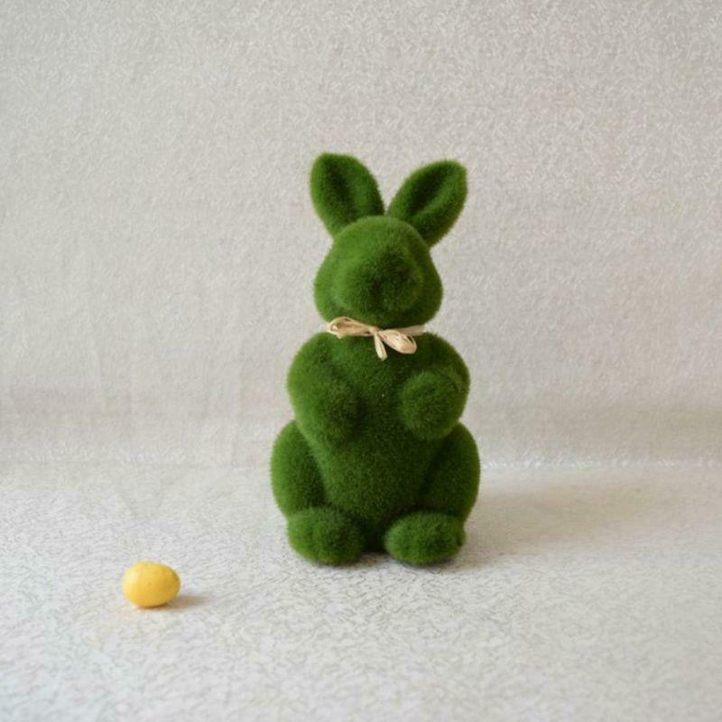 Lovely Handmade Moss Rabbit Artificial Turf Grass Easter Bunny Home Office Decor