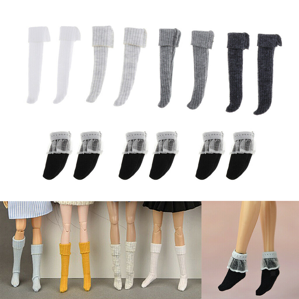 7Pairs Cute Lace Socks and Stocking for 1/6 Dollfie Dress Up Outfits Accs