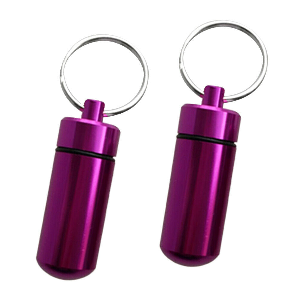 4pcs Aluminium Alloy Pill Waterproof Key Ring Container Multi-purpose 48x17mm