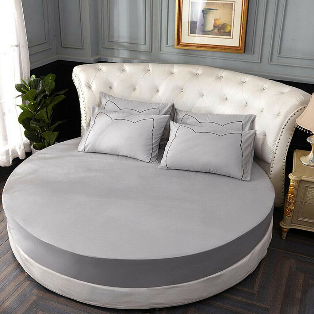 Pure Cotton Round Bed Cover Bed Fitted Sheet Home Textile 200x200cm Gray