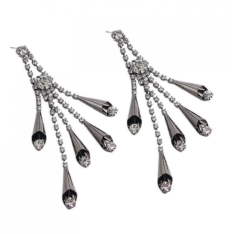 1 Pair Fashion Charm Women Lady Long Tassel All Occasions Ear Studs Black