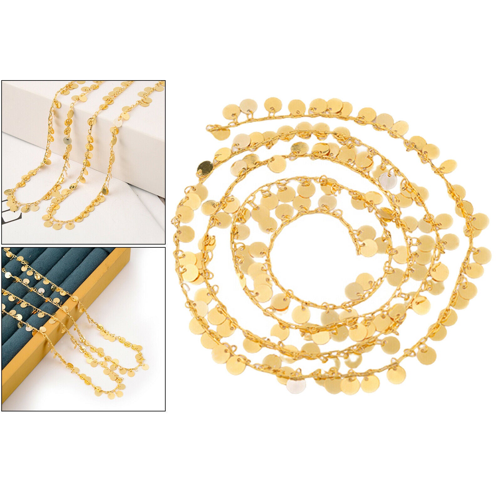 Brass Coin Link Chain Charms Pendants Circle Disc Beads for Jewelry Making Women
