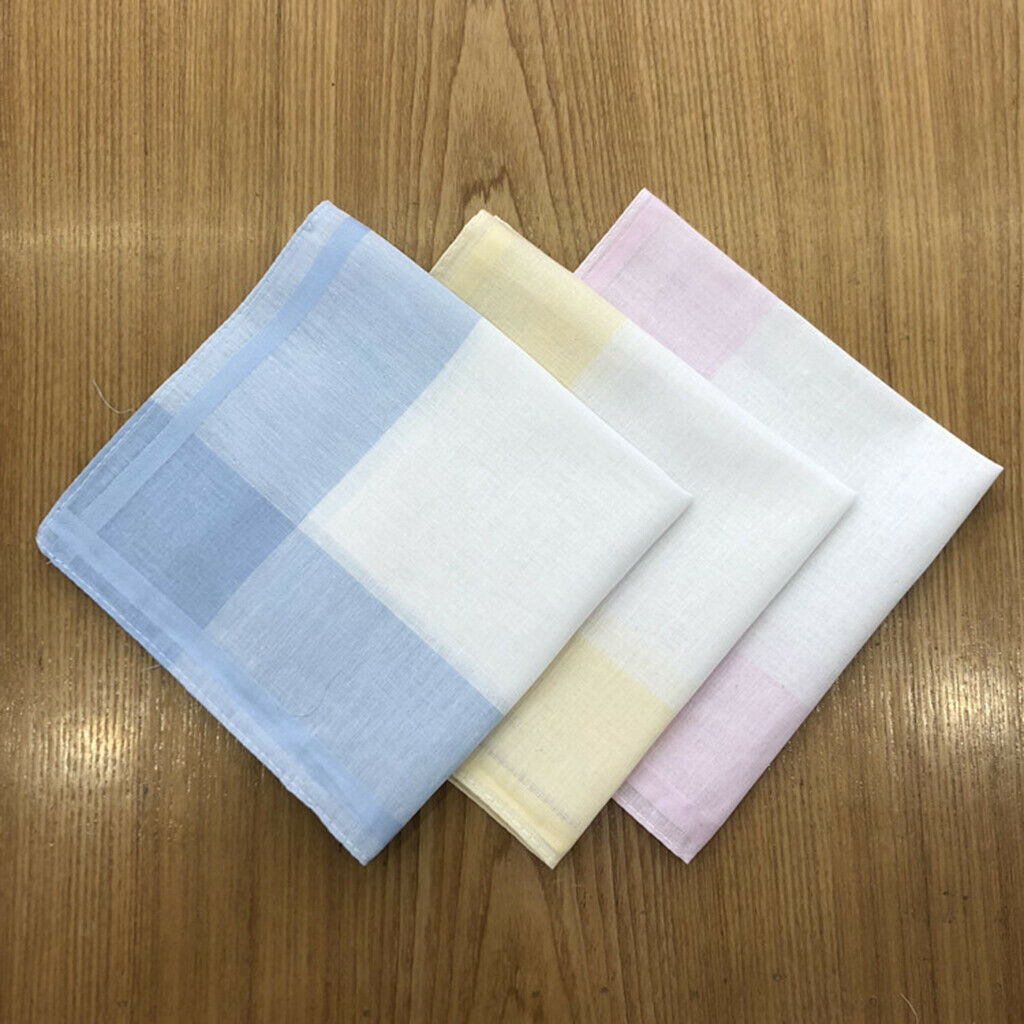 24Pcs Pure Cotton Plaid Handkerchiefs Unisex Pocket Wedding Party Hankie Lot