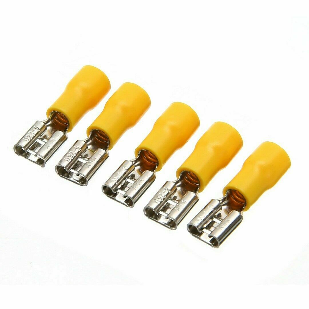 50pcs 10-12 AWG Insulated Female Spade Wire Crimp Terminal Connector Yellow New