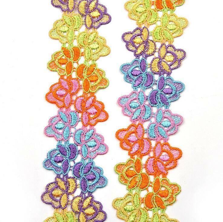 5 Yards Colorful lace Flower Sewing Clothing Jewelry Handmade DIY Accessories