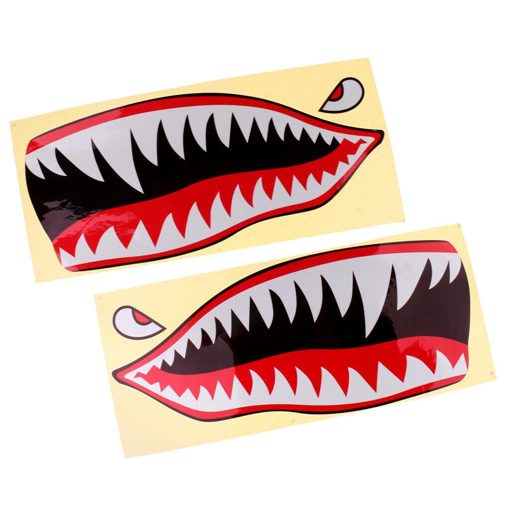 4x Funny Kayak Boat Decals - Waterproof Shark Teeth Mouth Fish Bone Stickers