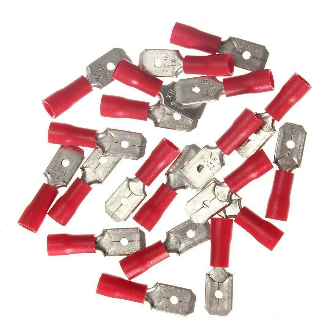 Red Male Insulated Spade Wire Connector Crimp Terminal MDD1.25-250 100x AWG22-16