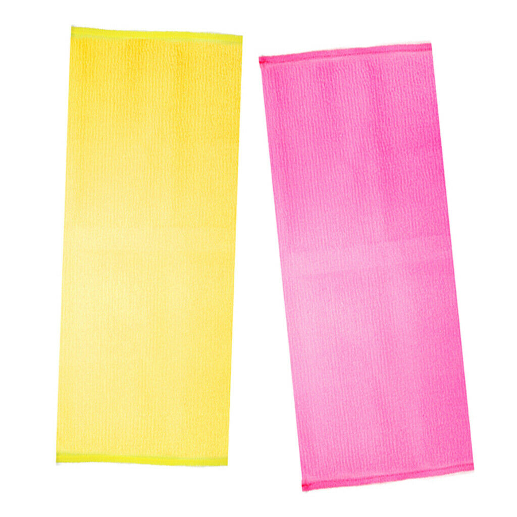 2 lot Exfoliating Back Strap Bath Cloth Body Cleaning Adults/Kids Red+Yellow