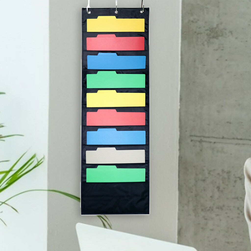 Hanging Storage Pocket Chart with 10 Pockets 3 Hangers Wall Organize Files