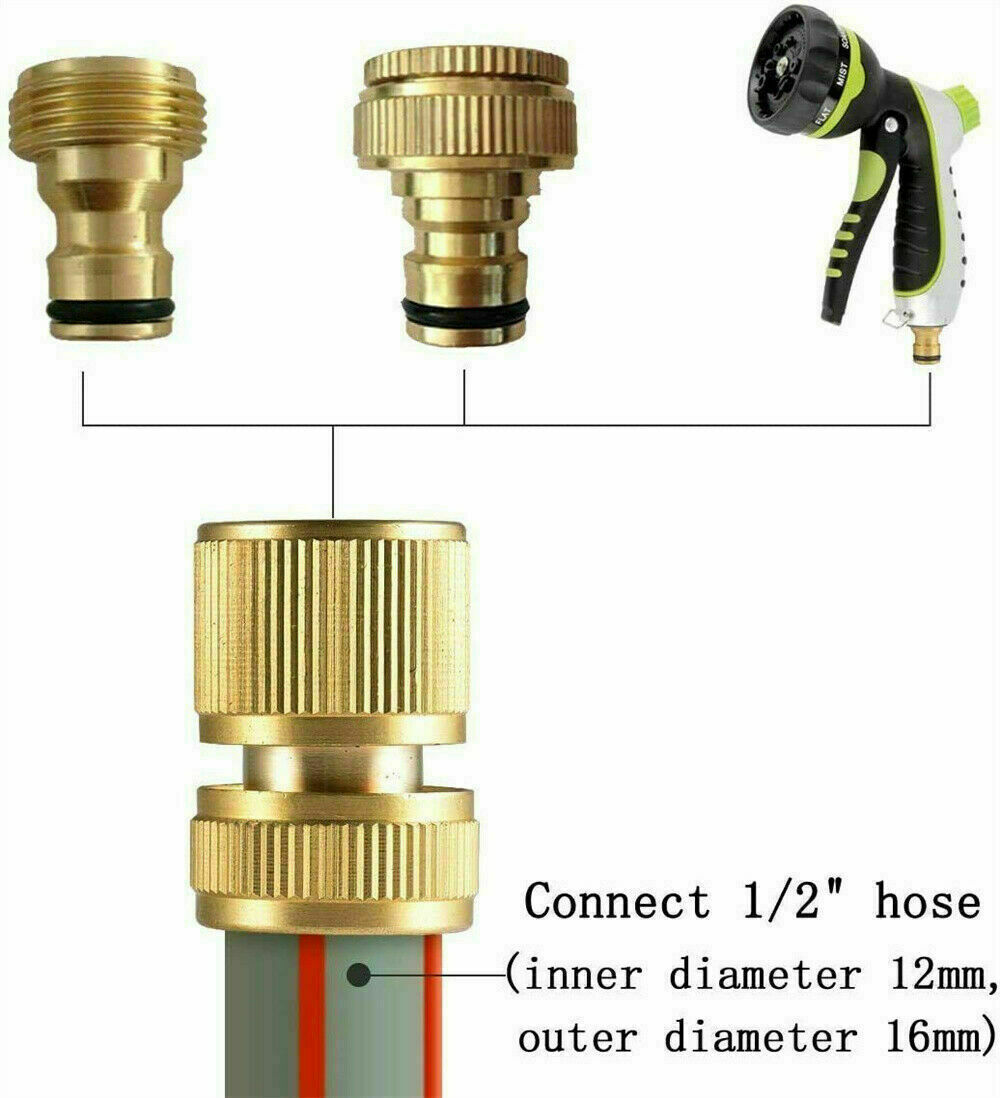 Brass Garden lawn Water Hose fitting Set Pipe Tap Connector tap Adaptor 1/2" New