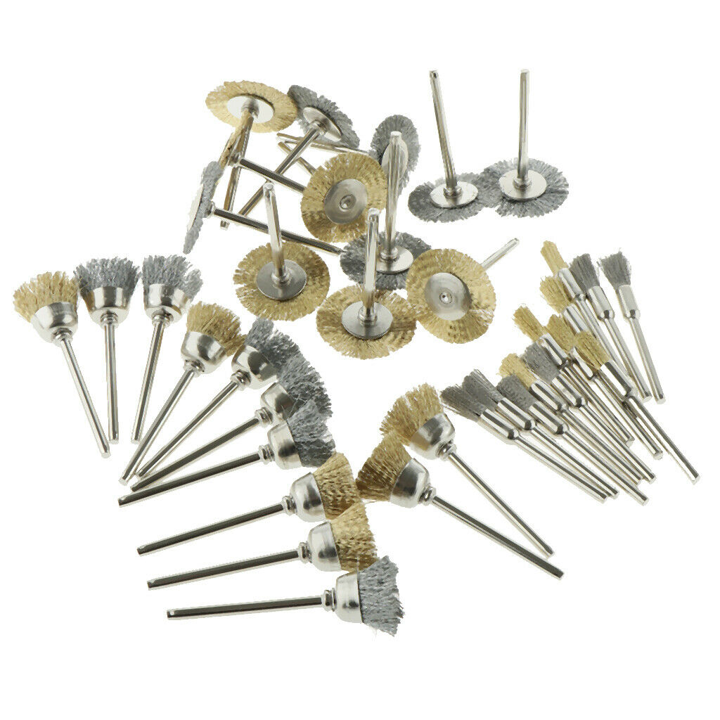 36Pcs Steel Wire Wheels Pen Brushes Set Kit Accessories for Rotary Tool