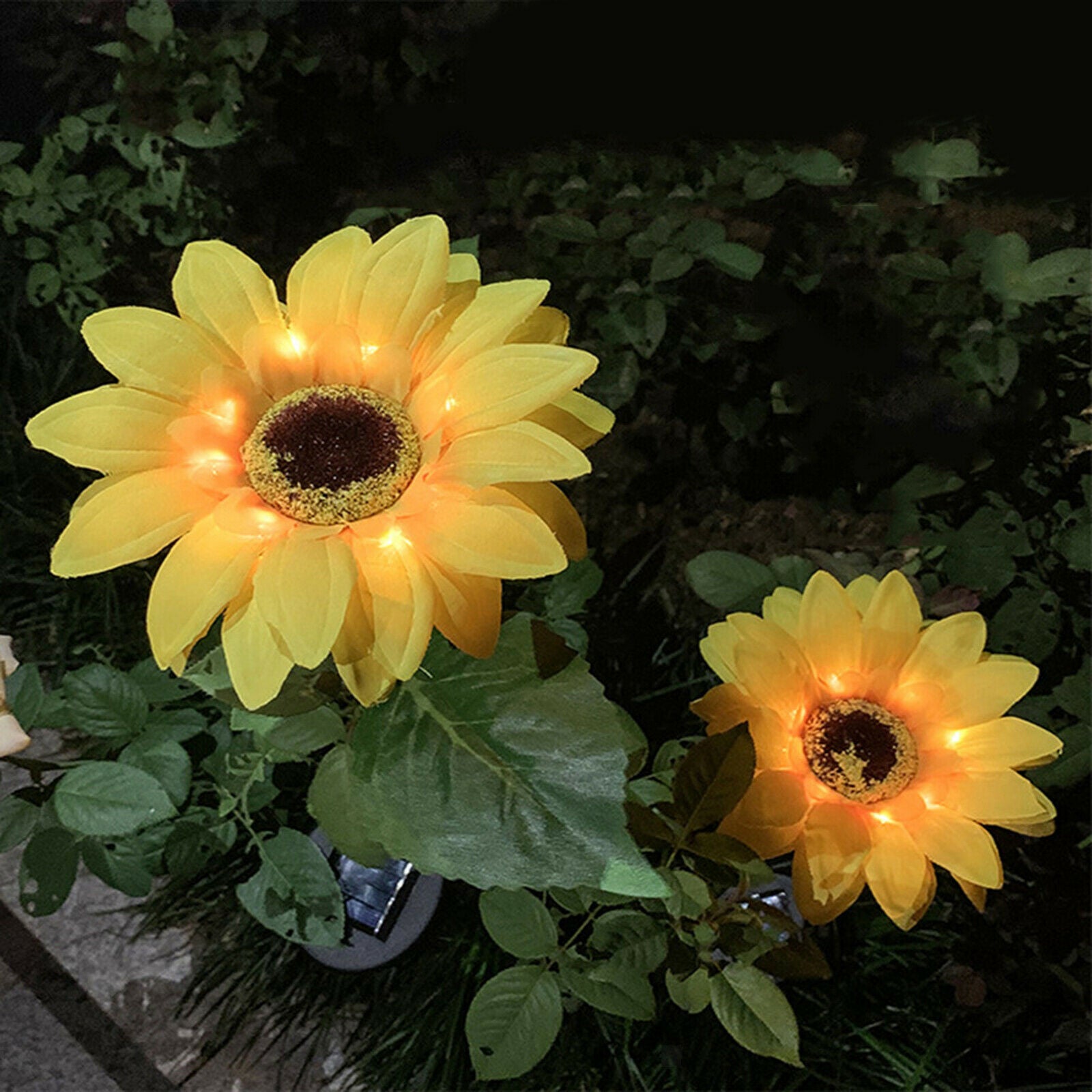 2 Pack Yard Garden Solar Power Sunflowers Lights Stakes Lawn Patio Decor