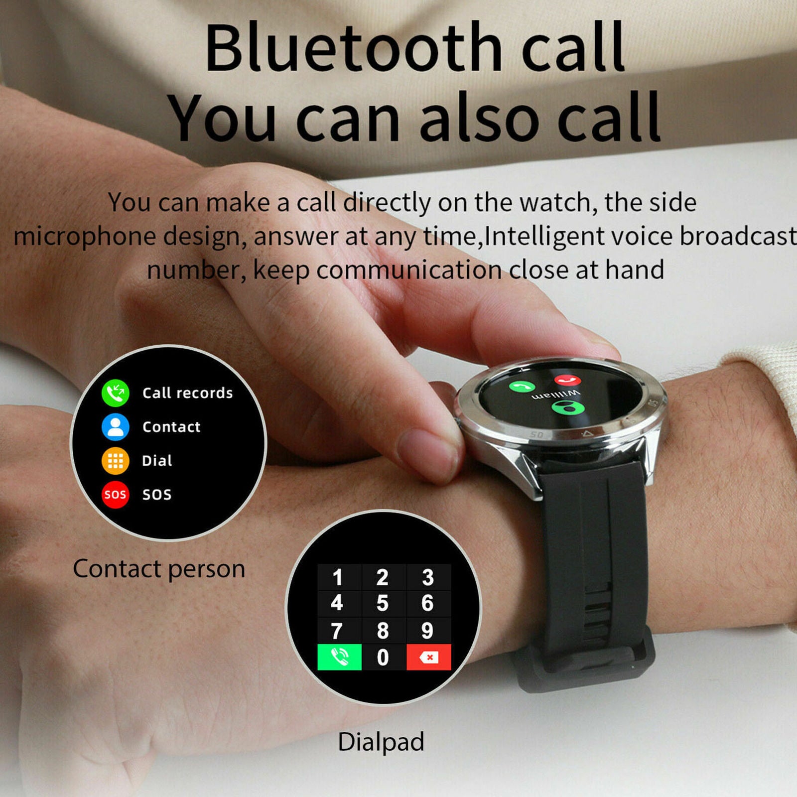 Bluetooth Smart Watch Phone Mate Heart Rate Tracker For iOS Android