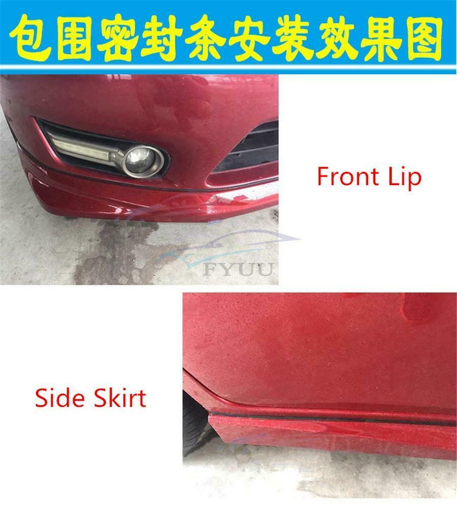 Inclined T Car Front Bumper Lip Side Skirt Rubber Sealing Strip Black Universal