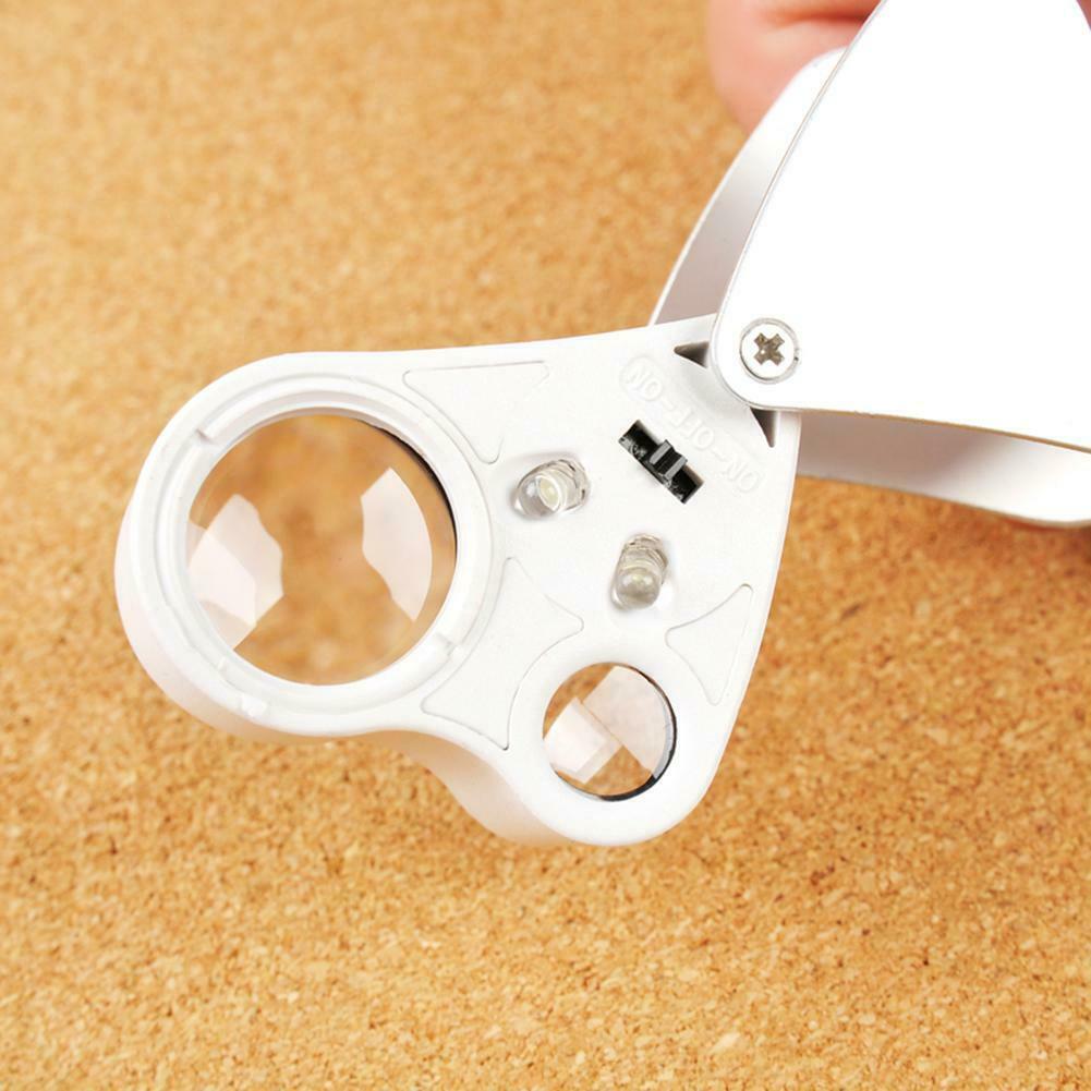 2 LED 30X 60X Glass Magnifying Magnifier Jeweler Eye Jewelry Loupe A#S