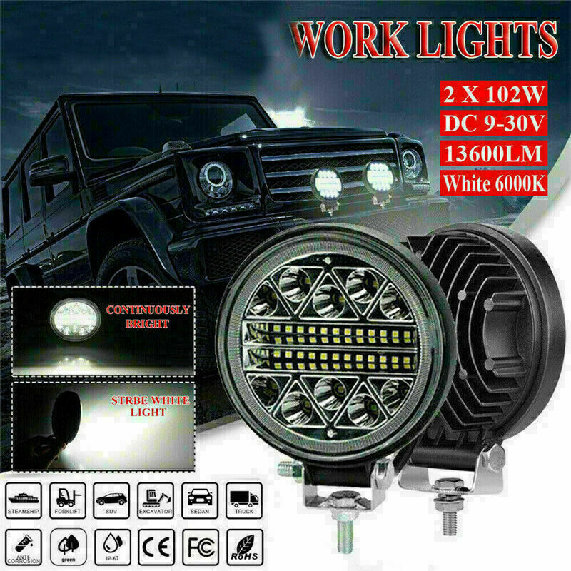 2pc LED Work Light Bar 4WD Off Road Boat SPOT Flood Driving Fog Lamp 4"inch 102W