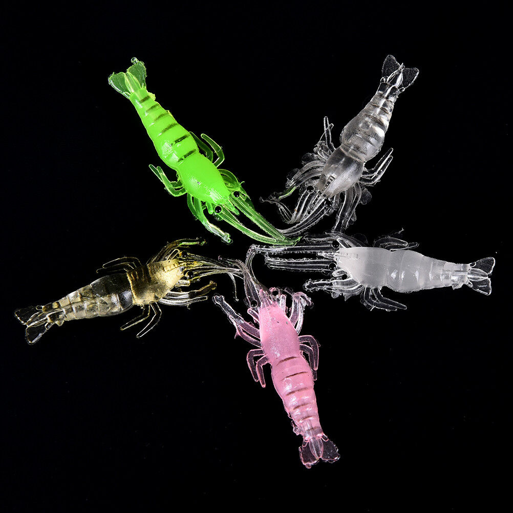 10pcs 4.8cm Shrimp Soft Prawn Tackle Bait Saltwater Bass Fishing Lure  Hook XC