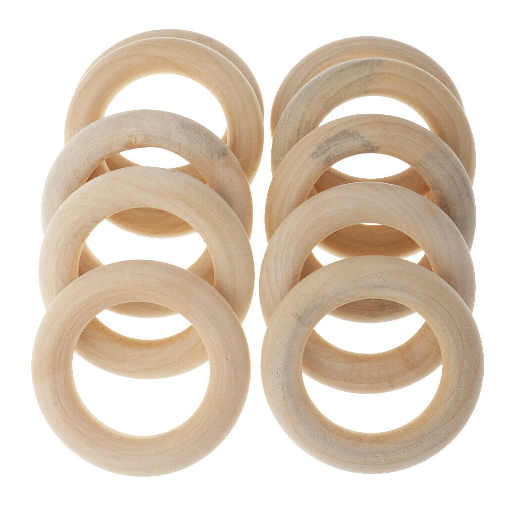10 Pcs Natural Wood Loop Ring Wood Material for DIY Jewelry Findings 58mm