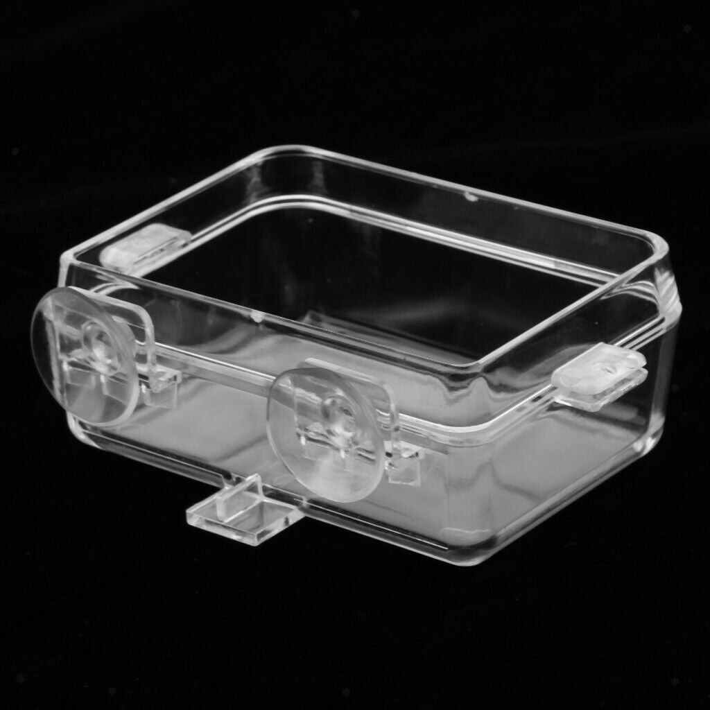Plastic Transparent Tortoise Reptile Frog Water & Food Bowl Worm Container